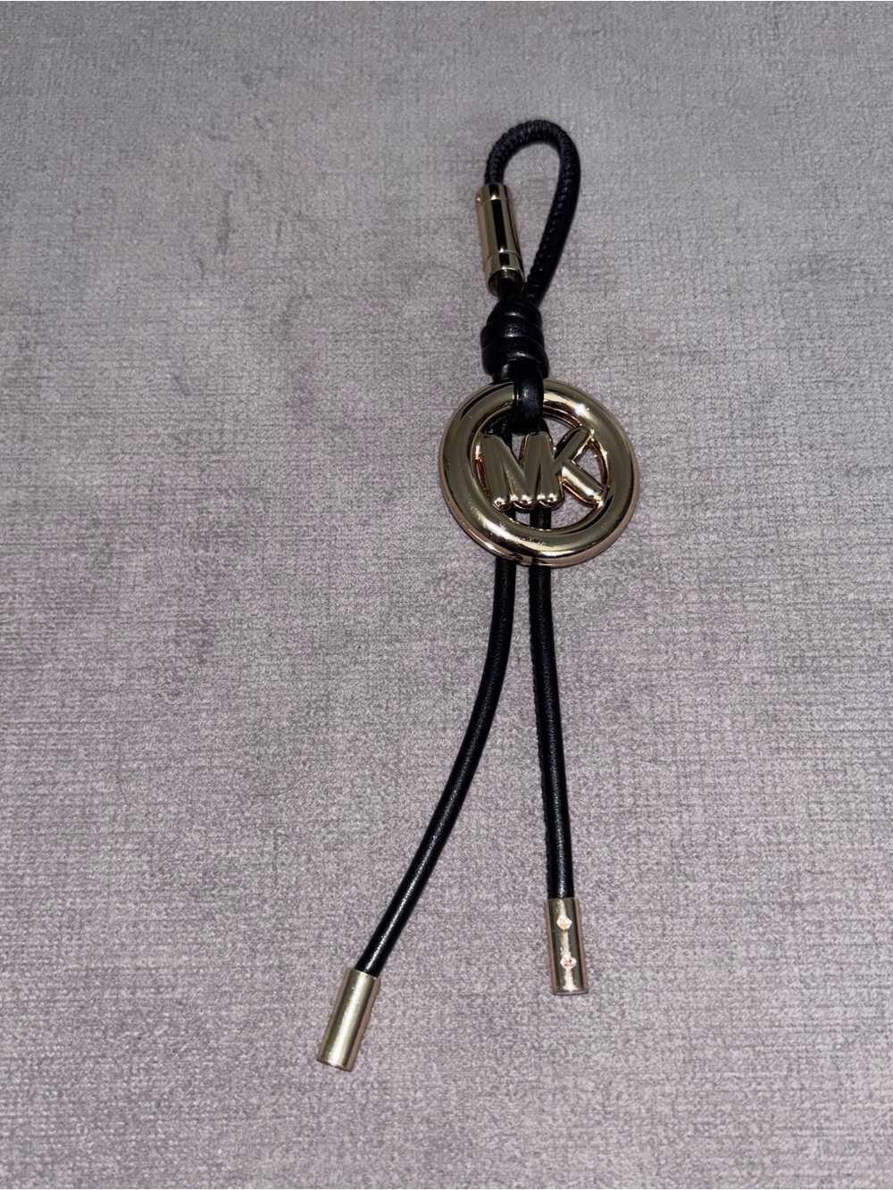 Michael Kors Gold & Black Leather MK Pop Charm Bag/Key Charm